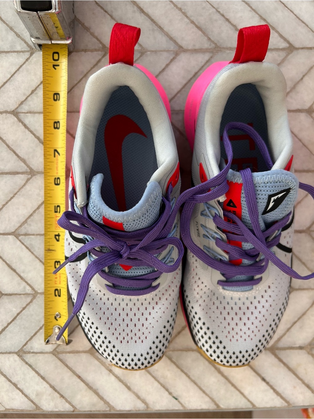 Nike Women’s React Pegasus Running Shoes - White with Pink Accents size 5.5 - Picture 3 of 5